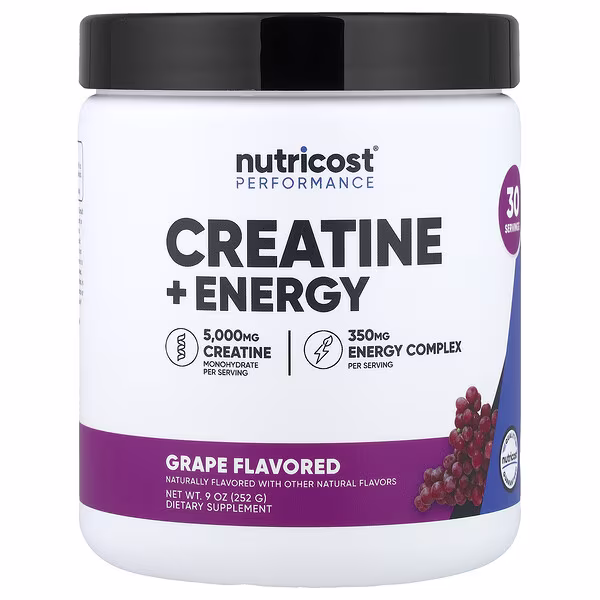 Nutricost, Performance, Creatine + Energy, Grape, 9 oz (252 g)