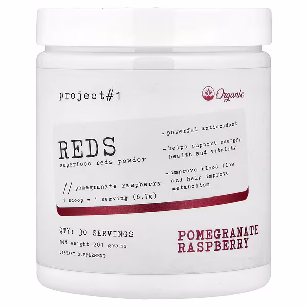 Project 1 Nutrition, Reds, Superfood Reds Powder, Pomegranate Raspberry, 201 g