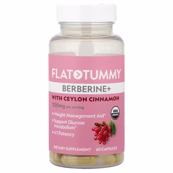 Flat Tummy, Berberine+ With Ceylon Cinnamon, 60 Capsules