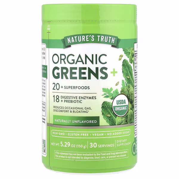 Nature's Truth, Organic Greens+, Naturally Unflavored, 5.29 oz (150 g)
