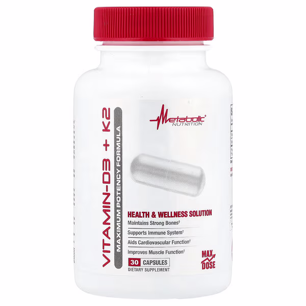 Metabolic Nutrition, Vitamin D3 + K2, 30 Capsules