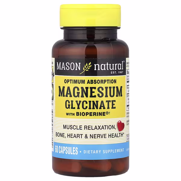 Mason Natural, Optimum Absorption Magnesium Glycinate with BioPerine®, 60 Capsules