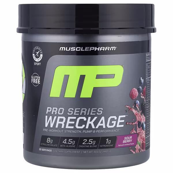 MusclePharm, Pro Series Wreckage™, Pre-Workout, Sour Berry, 15.5 oz (440 g)