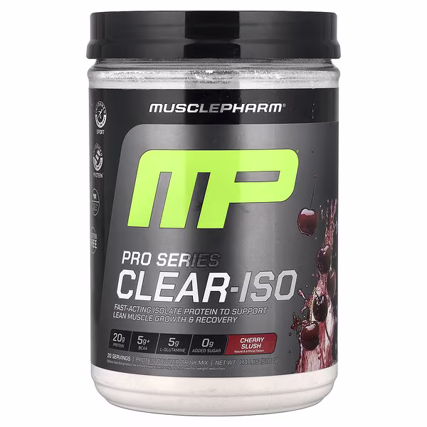 MusclePharm, Pro Series Clear-ISO, Protein Powder Drink Mix, Cherry Slush, 1.14 lbs (520 mg)