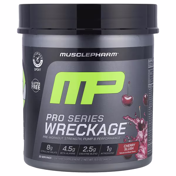 MusclePharm, Pro Series Wreckage™, Pre-Workout, Cherry Slush, 15.5 oz (440 g)