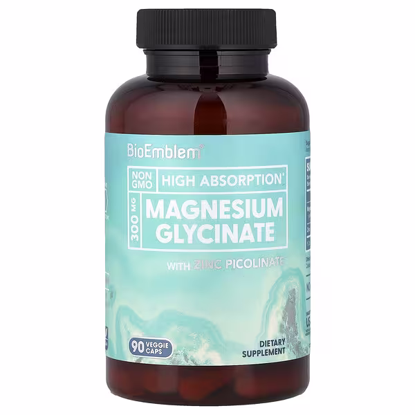 BioEmblem, Magnesium Glycinate with Zinc Picolinate, 90 Veggie Caps