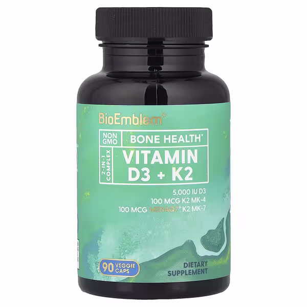BioEmblem, Vitamin D3 + K2, 90 Veggie Caps