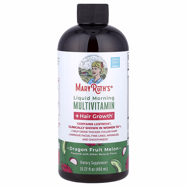 MaryRuth's, Liquid Morning Multivitamin + Hair Growth, Dragon Fruit Melon, 15.22 fl oz (450 ml)