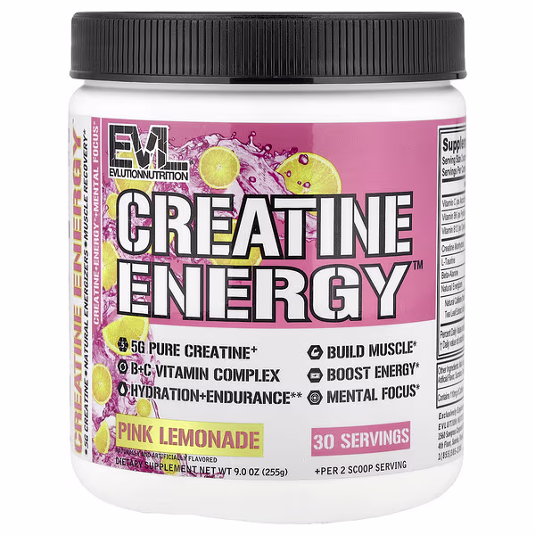 EVLution Nutrition, Creatine Energy™, Pink Lemonade, 9 oz (225 g)