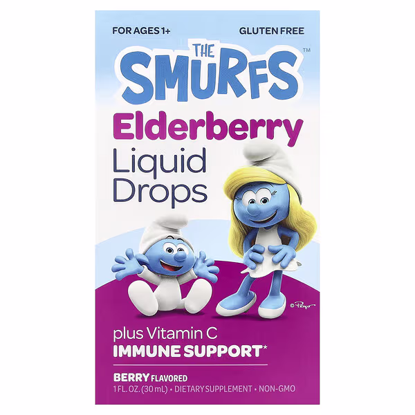 The Smurfs, Elderberry Liquid Drops, Ages 1+, Berry, 1 fl oz (30 ml)