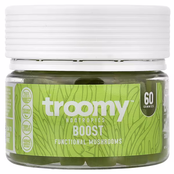 Troomy Nootropics, Boost, Functional Mushrooms Gummies, Lemon Lime, 60 Gummies