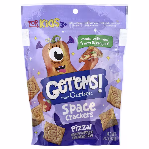 Gerber, Get'ems!™, Space Crackers, For Kids 3+, Pizza, 5 oz (142 g)