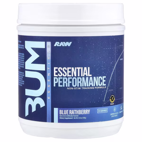 Raw Nutrition, Bum Essentials, Essential Performance, Non-Stim Training Formula, Blue Rathberry , 21.8 oz (618 g)