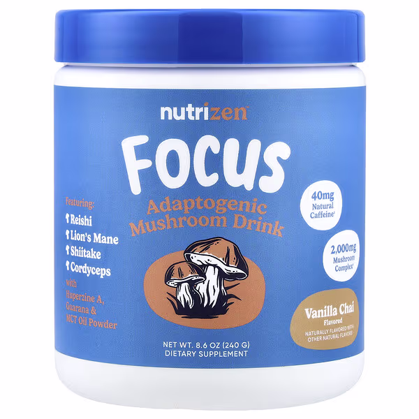 Nutricost, NutriZen®, Focus, Adaptogenic Mushroom Drink, Vanilla Chai, 8.6 oz (240 g)