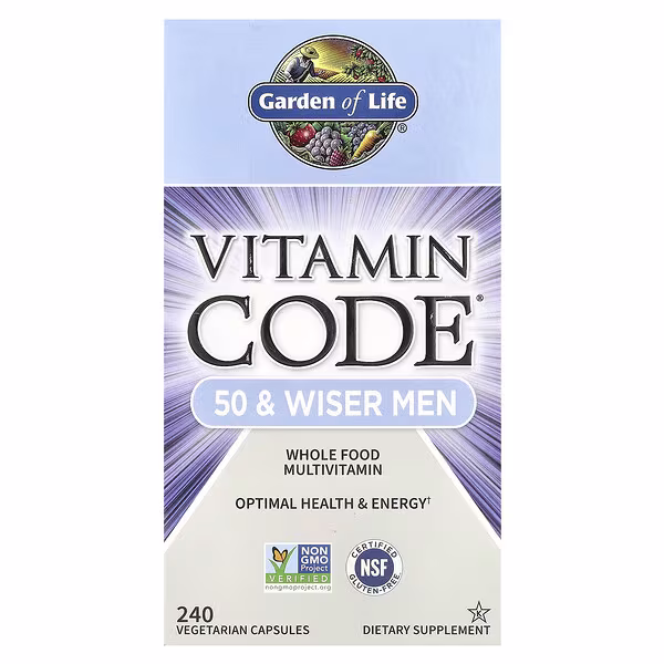 Garden of Life, Vitamin Code®, 50 & Wiser Men, Whole Food Multivitamin, 240 Vegetarian Capsules
