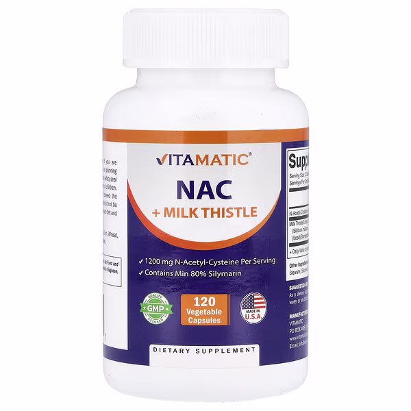 Vitamatic, NAC + Milk Thistle, 120 Vegetable Capsules