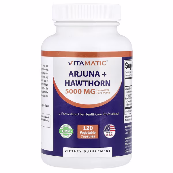 Vitamatic, Arjuna + Hawthorn, 120 Vegetable Capsules