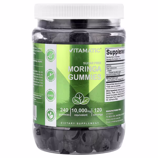Vitamatic, Moringa Gummies, Sugar Free, 240 Gummies (5,000 mg per Gummy)