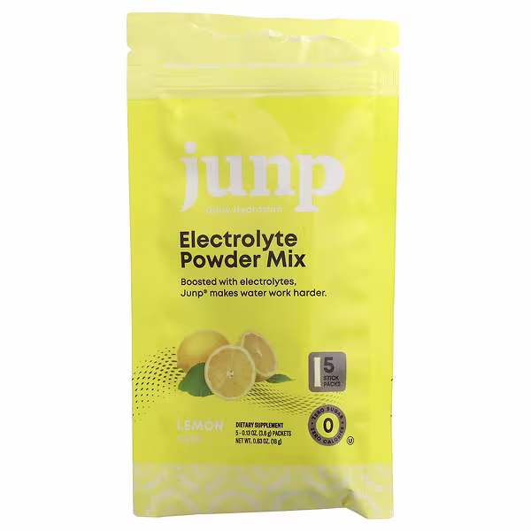 JUNP Hydration, Electrolyte Powder Mix, Lemon, 5 Stick Packs, 0.13 oz (3.6 g) Each