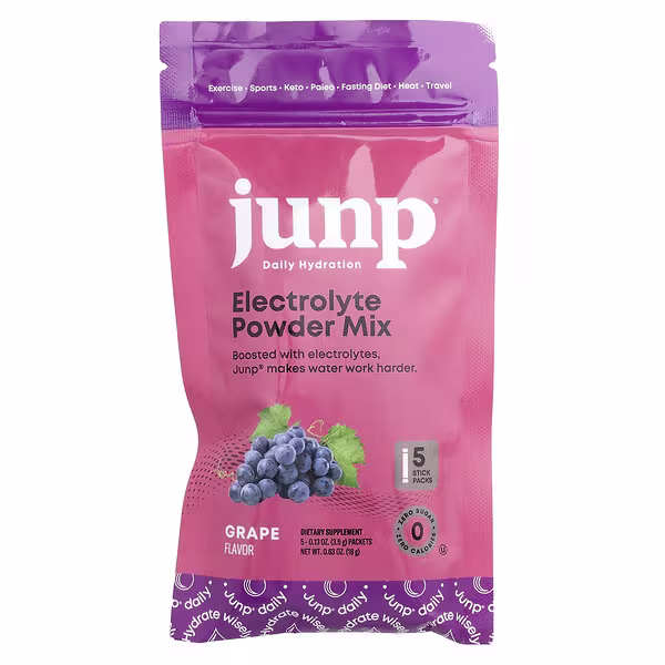 JUNP Hydration, Electrolyte Powder Mix, Grape, 5 Stick Packs, 0.13 oz (3.6 g) Each