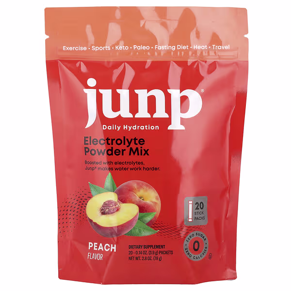 JUNP Hydration, Electrolyte Powder Mix, Peach, 20 Stick Packs, 0.14 oz (3.9 g) Each