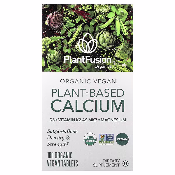 PlantFusion, Organic Vegan Plant-Based Calcium, 180 Organic Vegan Tablets
