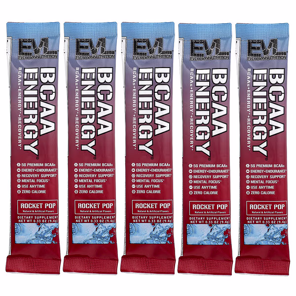 EVLution Nutrition, BCAA Energy®, Rocket Pop, 5 Packets, 0.33 oz (9.4 g) Each