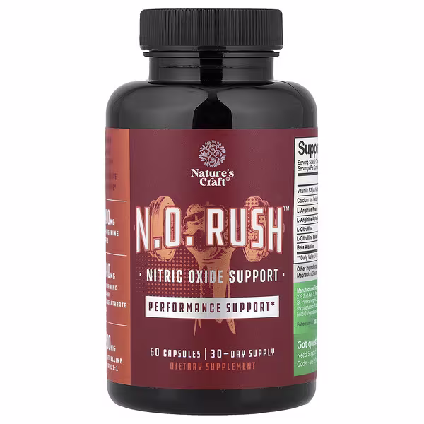 Nature's Craft, N.O. Rush™, Nitric Oxide Support, 60 Capsules