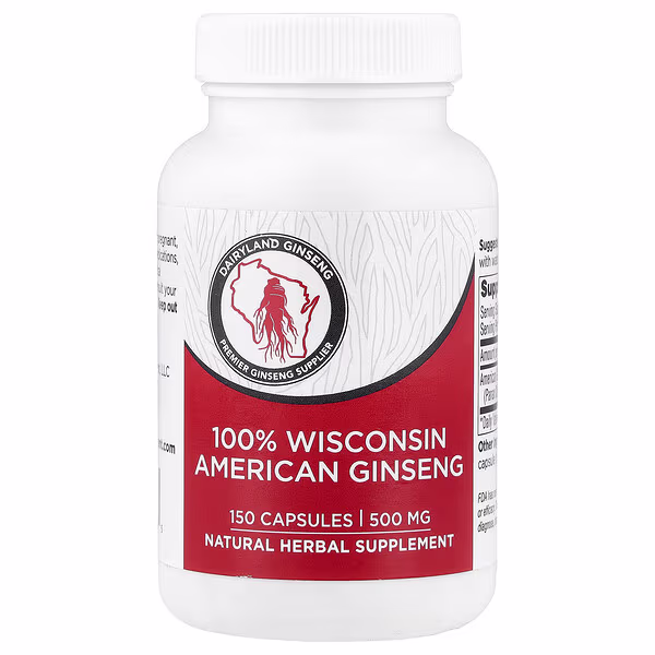 Dairyland Ginseng, 100% Wisconsin American Ginseng , 500 mg, 150 Capsules