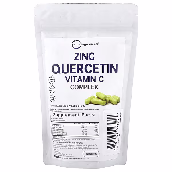 Micro Ingredients, Zinc Quercetin Vitamin C Complex, 240 Capsules