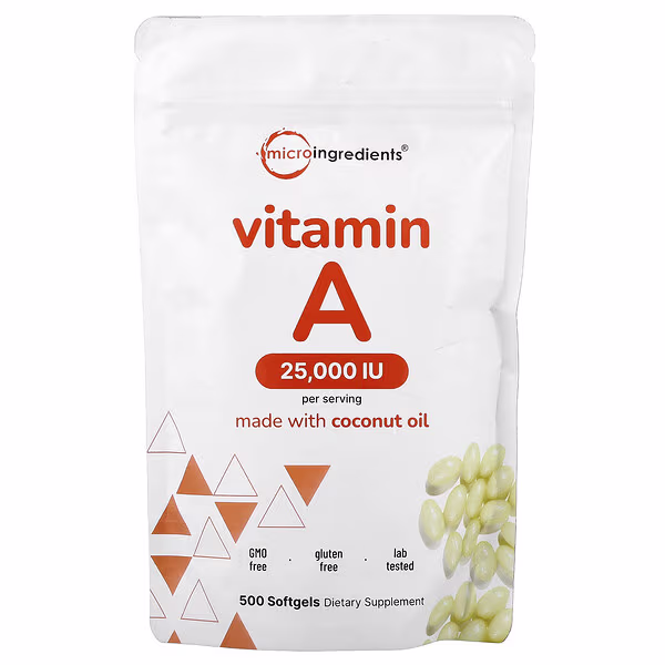 Micro Ingredients, Vitamin A, 7,500 mcg (25,000 IU), 500 Softgels