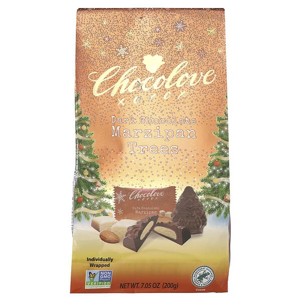 Chocolove, Dark Chocolate Marzipan Trees, 7.05 oz (200 g)
