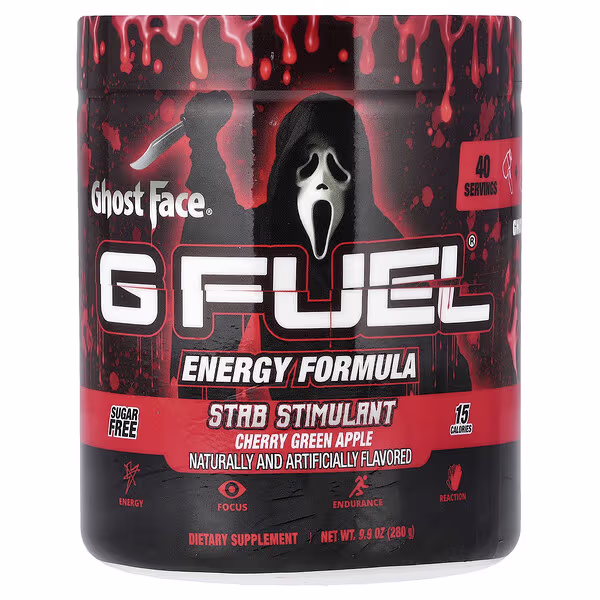 G FUEL, Ghost Face®, Stab Stimulant, Energy Formula, Cherry Green Apple, 9.9 oz (280 g)