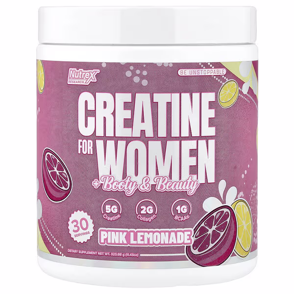 Nutrex Research, Creatine for Women + Booty & Beauty, Pink Lemonade, 11.43 oz (323.98 g)