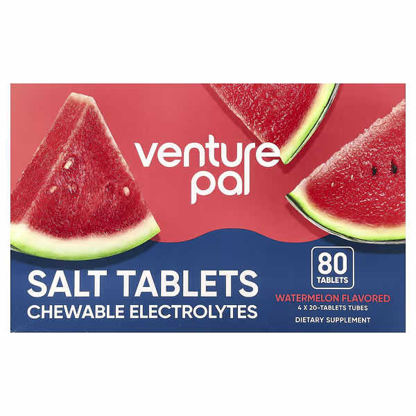 Venture Pal, Salt Tablets Chewable Electrolytes, Watermelon, 80 Tablets