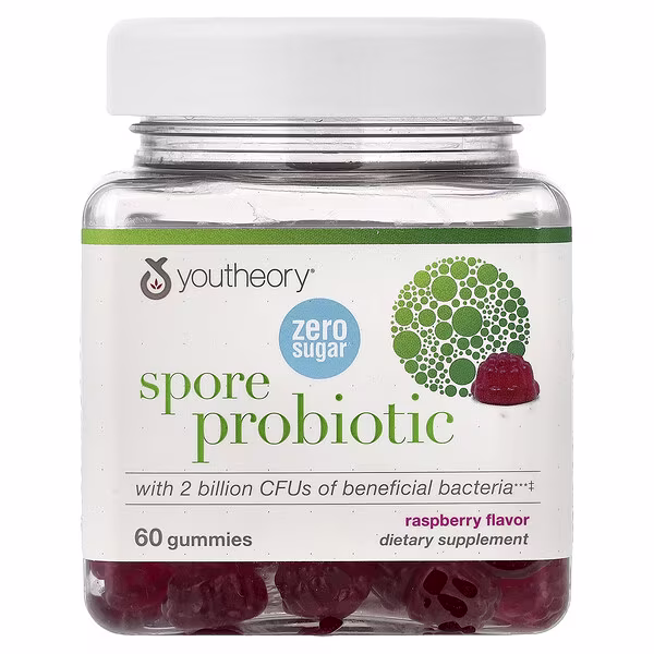 Youtheory, Spore Probiotic Gummies, Raspberry, 60 Gummies