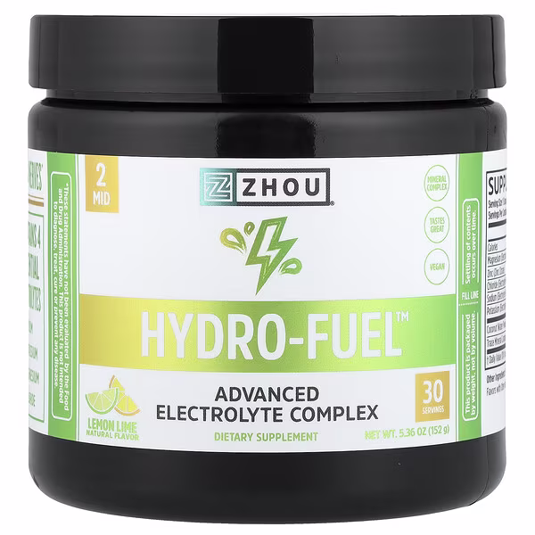 Zhou Nutrition, Hydro-Fuel™, Advanced Electrolyte Complex, Lemon Lime, 5.36 oz (152 g)