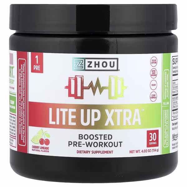 Zhou Nutrition, Lite Up Xtra™, Boosted Pre-Workout, Cherry Limeade, 4.02 oz (114 g)