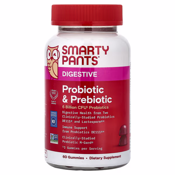 SmartyPants, Digestive, Probiotic & Prebiotic Gummies, Grape, 60 Gummies