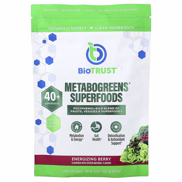 BioTRUST, Metabogreens® Superfoods, Energizing Berry, 9.2 oz (261 g)