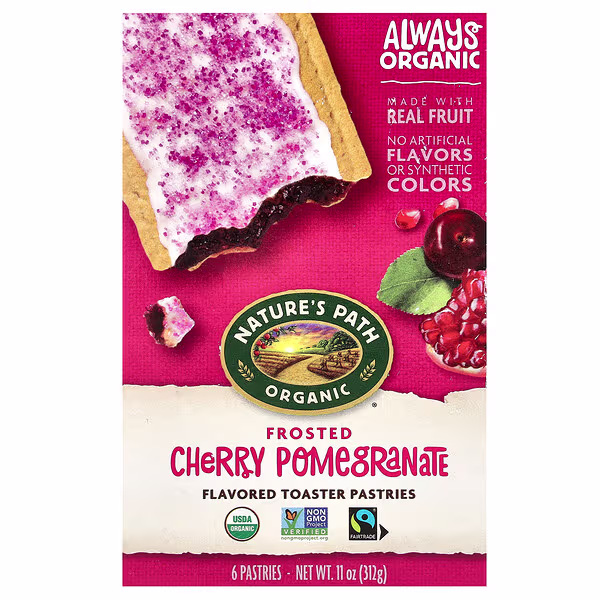 Nature's Path, Organic Flavored Toaster Pastries, Frosted Cherry Pomegranate, 6 Pastries, 11 oz (312 g)
