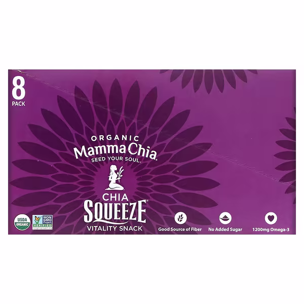 Mamma Chia, Organic Chia Squeeze, Vitality Snack, Blackberry Bliss, 8 Squeezes, 3.5 oz (99 g) Each