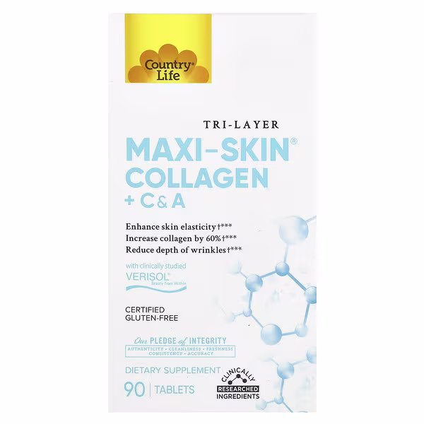 Country Life, Tri Layer Maxi-Skin®, Collagen + C&A, 90 Tablets