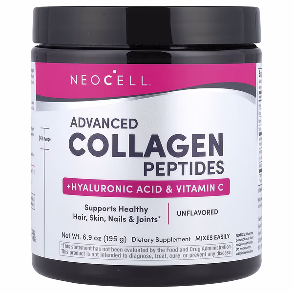 NeoCell, Advanced Collagen Peptides + Hyaluronic Acid & Vitamin C, Unflavored, 6.9 oz (195 g)