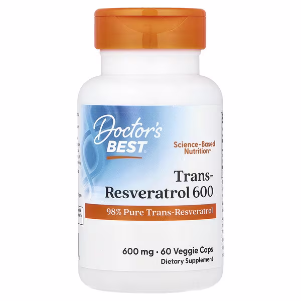 Doctor's Best, Trans-Resveratrol 600, 600 mg, 60 Veggie Caps