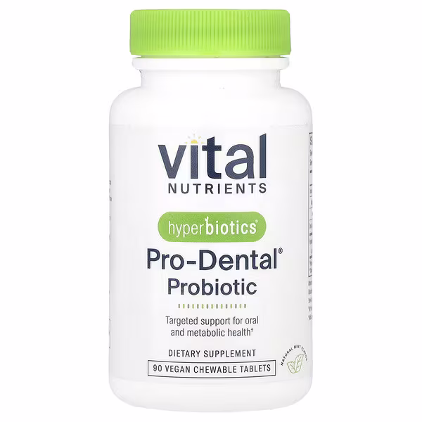 Vital Nutrients, Hyperbiotics®, Pro-Dental® Probiotic, Natural Mint, 90 Vegan Chewable Tablets