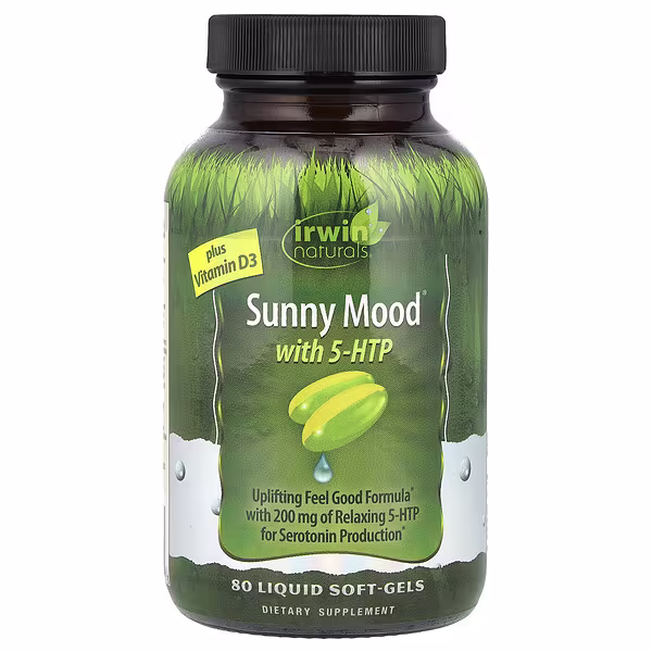 Irwin Naturals, Sunny Mood® with 5-HTP, Plus Vitamin D3, 80 Liquid Soft-Gels