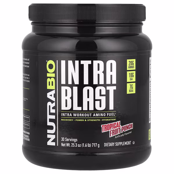 NutraBio, Intra Blast, Intra Workout Amino Fuel, Tropical Fruit Punch, 1.6 lb (717 g)