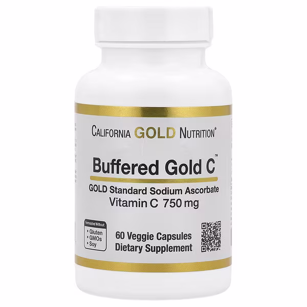California Gold Nutrition, Buffered Gold C, GOLD Standard Sodium Ascorbate (Vitamin C), 60 Veggie Capsules