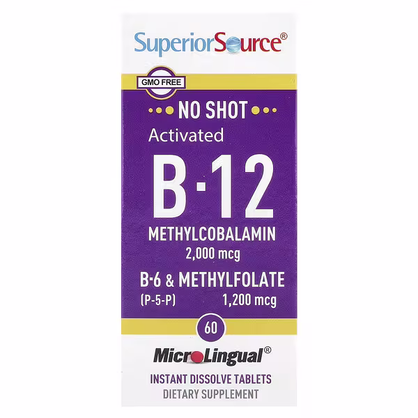 Superior Source, Activated B-12, Methylcobalamin, B-6 (P-5-P) & Methylfolate, 60 MicroLingual® Instant Dissolve Tablets